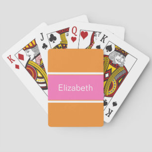 Jeu De Cartes Monogramme personnalisé orange rose