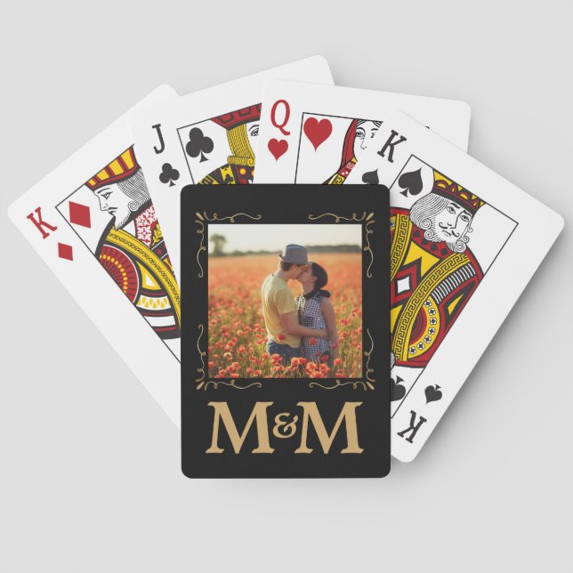 Jeu De Cartes Monogramme personnalisé photo mariage Faveur (dos)