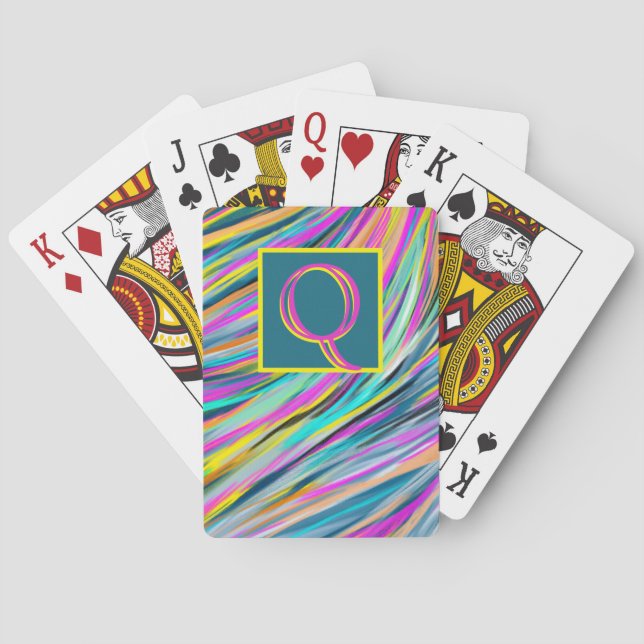 Jeu De Cartes Monogramme psychédélique néon multicouleur tendanc (dos)