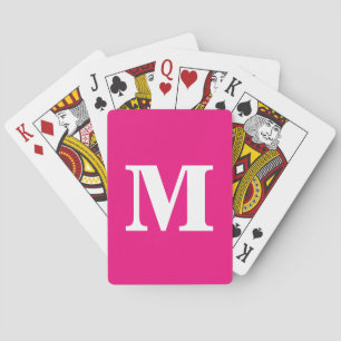 Jeu De Cartes Monogramme rose chaud Initiales Nom Couleur person