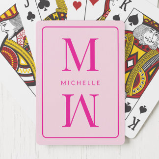 Jeu De Cartes Monogramme rose moderne Inital Girl Chic Simple Gl