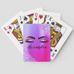 Jeu De Cartes Monogramme rose pourpre Parties scintillant Eyelas