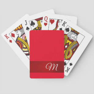 Jeu De Cartes Monogramme Rouge Élégant Minimaliste Calligraphie