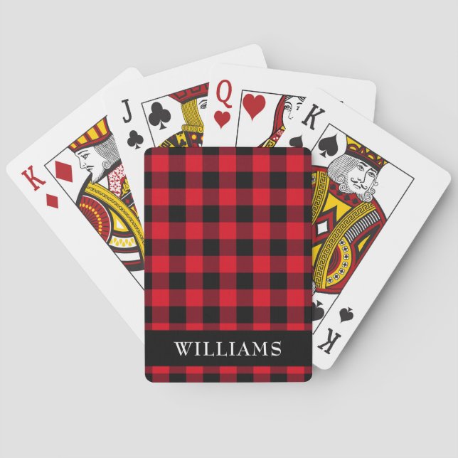 Jeu De Cartes Monogramme rouge rustique de famille de contrôle (dos)