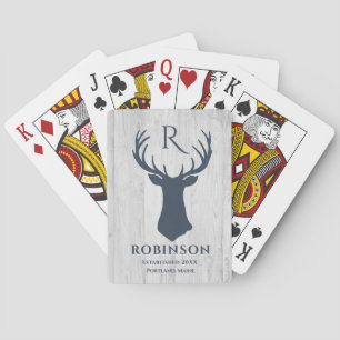 Jeu De Cartes Monogramme Rustique Famille Bois Styled Cerf Antle