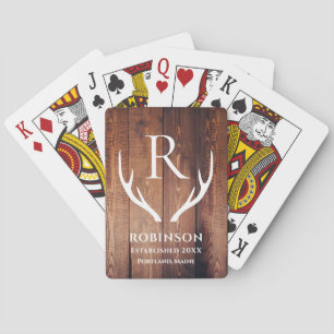 Jeu De Cartes Monogramme rustique Nom de famille Lake House Deer
