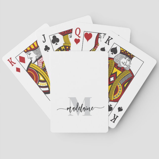 Jeu De Cartes Monogramme Silver Blanc noir personnel (dos)