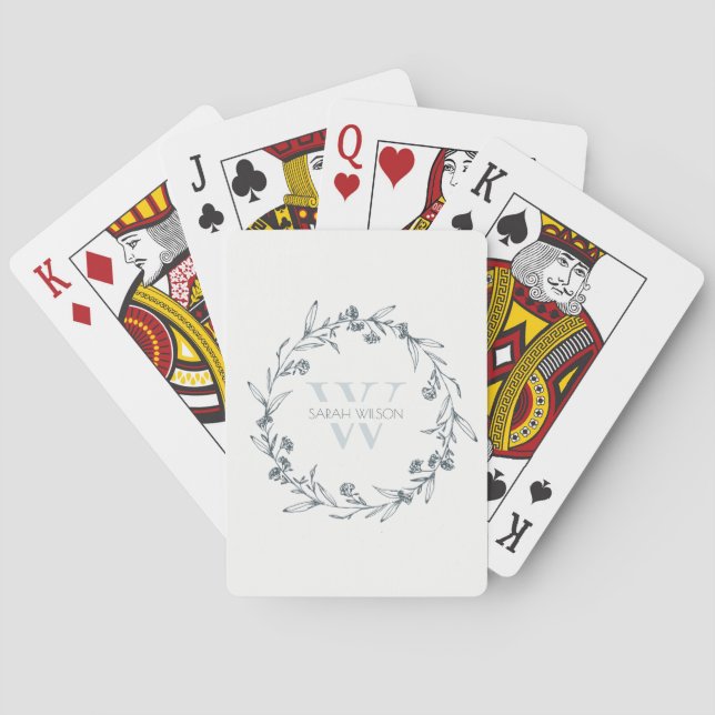 Jeu De Cartes Monogramme simple et élégant de germe de laurier f (dos)