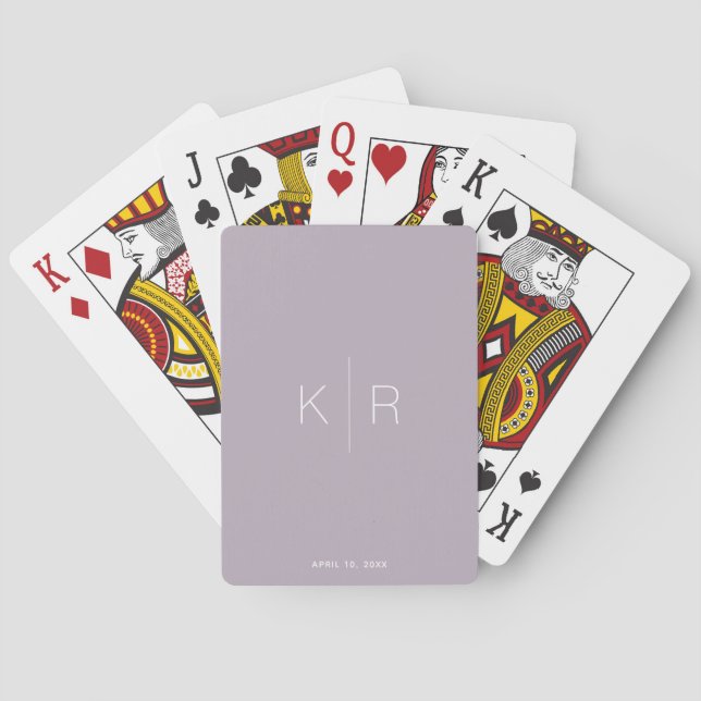 Jeu De Cartes Monogramme simple et moderne Dusty Lilac (dos)