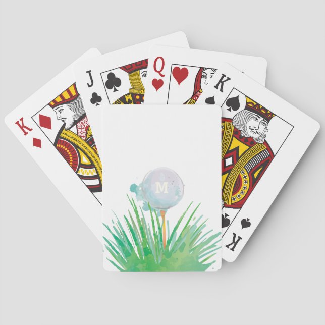 Jeu De Cartes Monogramme| Sport moderne| Bal de golf en aquarell (dos)