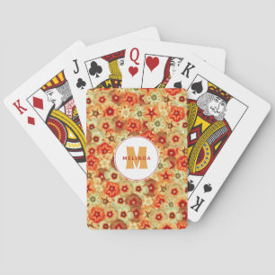 Jeu De Cartes Monogramme super Retro Orange Hippie Fleurs