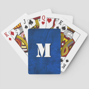 Jeu De Cartes monogramme sur cuir bleu abstrait