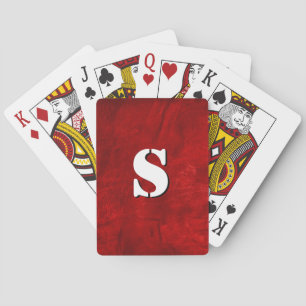 Jeu De Cartes monogramme sur cuir rouge abstrait