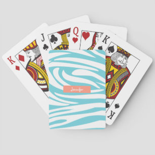 Jeu De Cartes Monogramme Turquoise rayé Zèbre motif tendance