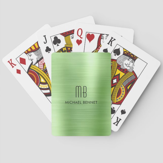 Jeu De Cartes Monogramme vert élégant personnalisé (dos)