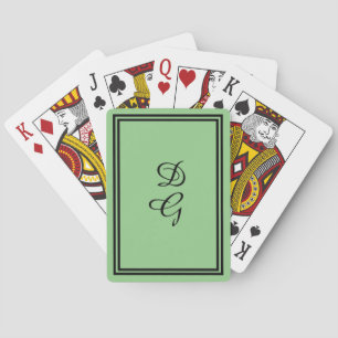 Jeu De Cartes Monogramme vert menthe, avec lettres et garnitures