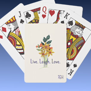 Jeu De Cartes Monogramme, Vivez Riez Aimez, Fleurs en papier enr