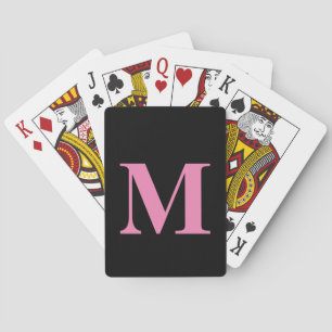 Jeu De Cartes Monogrammes Nom initial Pink Black Girly Cadeau Fa