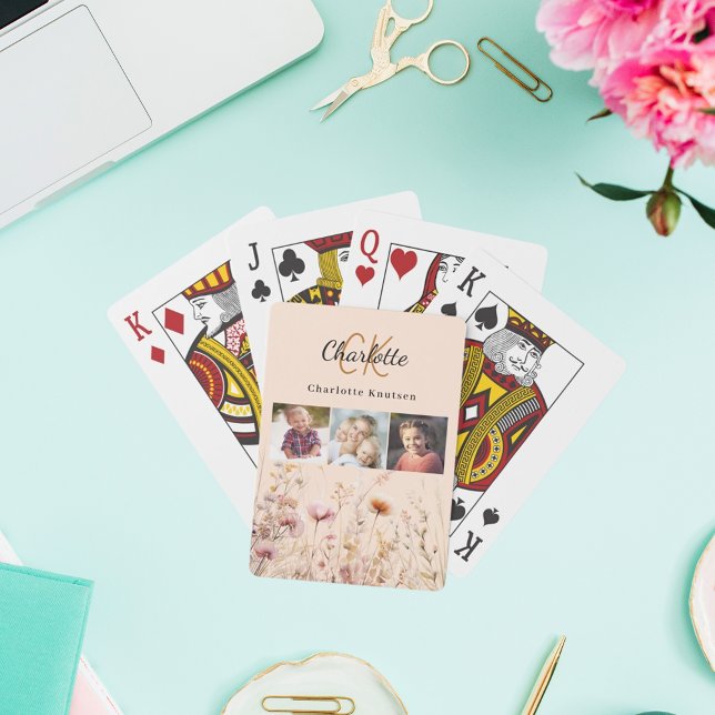 Jeu De Cartes Monographie de collage photo fleur sauvage Peach (Créateur téléchargé)