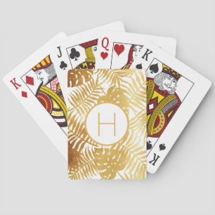 Jeu De Cartes Monographie feuille de palmier blanc or