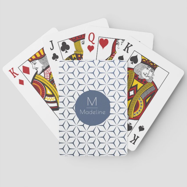 Jeu De Cartes Monographie moderne géométrique stylisée bleu et b (dos)