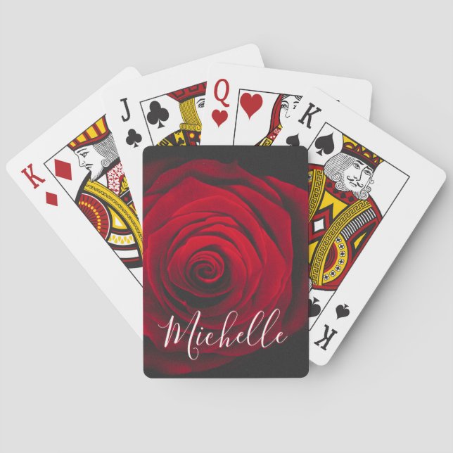 Jeu De Cartes Monographie personnalisée rose rouge photo vintage (dos)