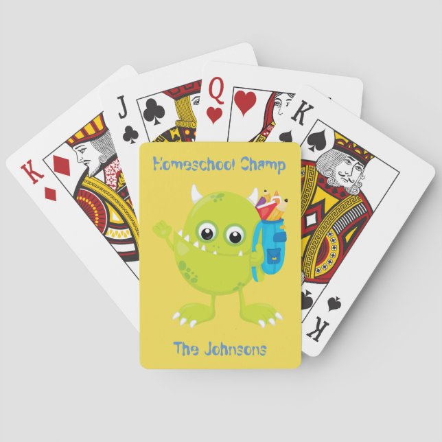 Jeu De Cartes Monstre à l'air drôle vert (dos)