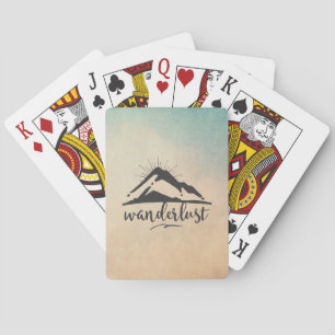 Jeu De Cartes Montagne avec rayons solaires et typographie de la