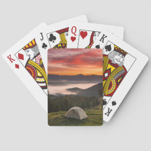Jeu De Cartes Montagnes   Camping Foggy Sunrise