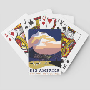 Jeu De Cartes Montana MT US USA Vintage Travel Playing Cards