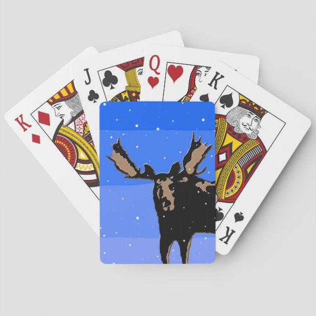 Jeu De Cartes Moose en hiver - Art original de la faune (dos)