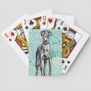 Jeu De Cartes Moriz Jung Greyhound Vintage Art Fond Sarcelle