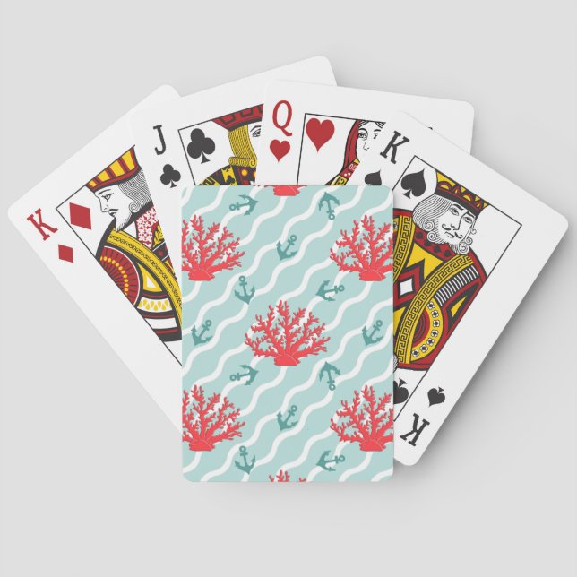 Jeu De Cartes Motif 1 de corail rouge (dos)
