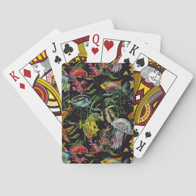 Jeu De Cartes Motif 1 de vie marine d'aquarelle (dos)