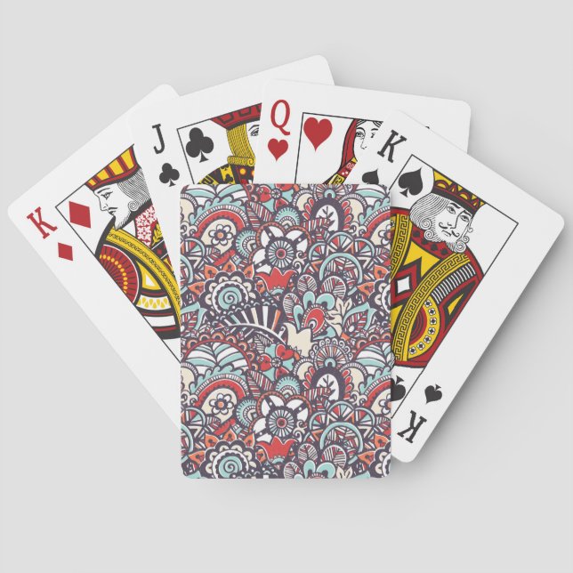 Jeu De Cartes Motif à doodle floral Paisley (dos)