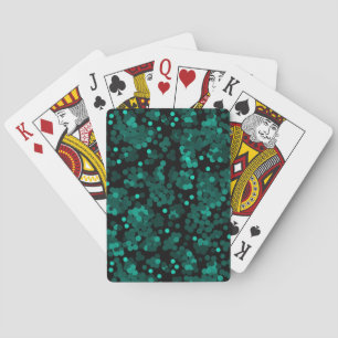 Jeu De Cartes Motif à pois vert turquoise sur noir
