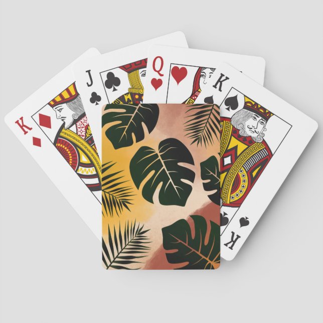 Jeu De Cartes Motif Abstrait de feuille tropicale (dos)