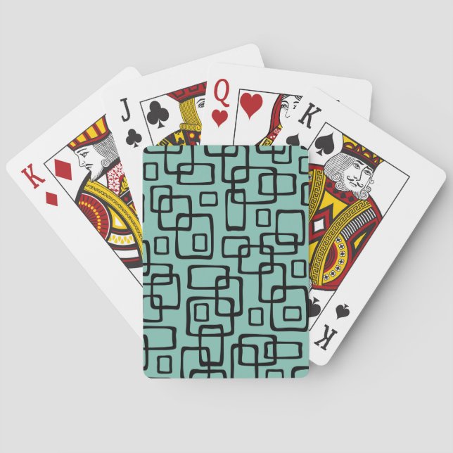 Jeu De Cartes Motif Abstrait moderne rétro du milieu du siècle (dos)