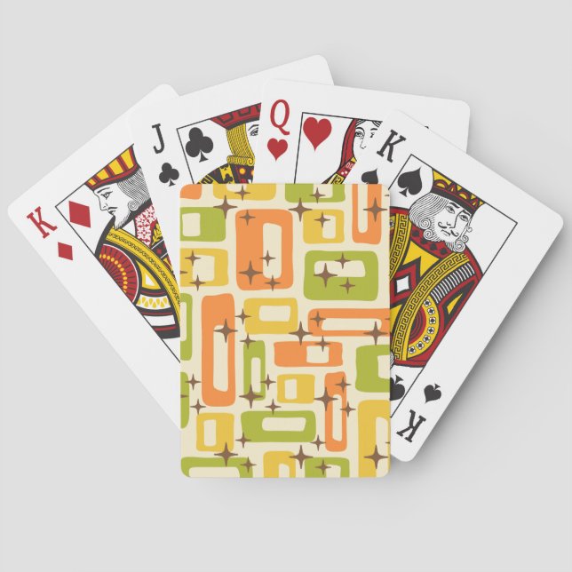 Jeu De Cartes Motif Abstrait moderne rétro du milieu du siècle (dos)