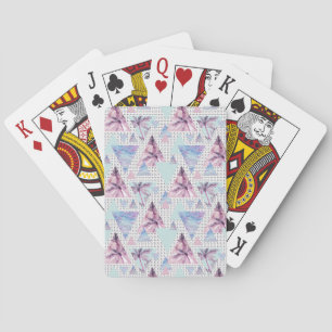 Jeu De Cartes Motif Aquarelle rose et bleu palmier