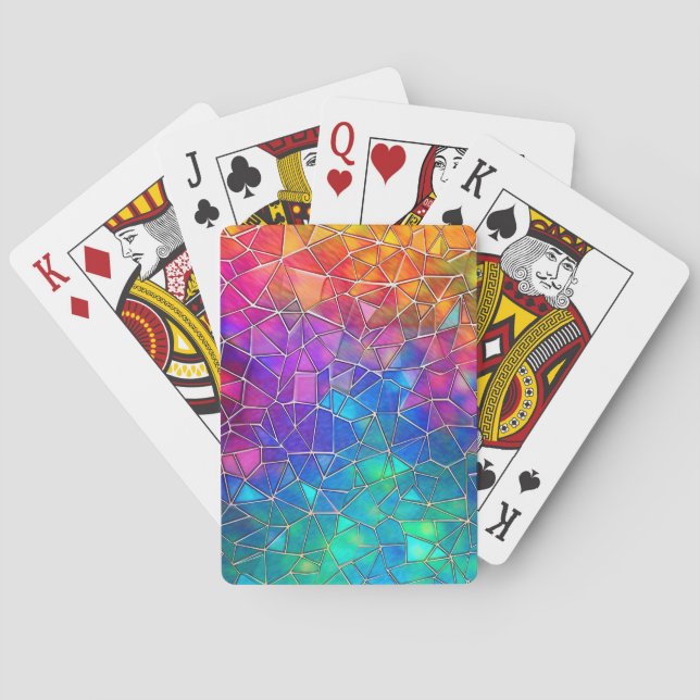 Jeu De Cartes Motif arc-en-ciel en verre tendu (dos)