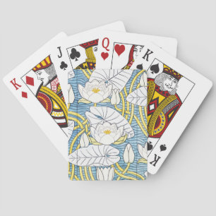 Jeu De Cartes Motif Art Nouveau de nénuphar vert sauge