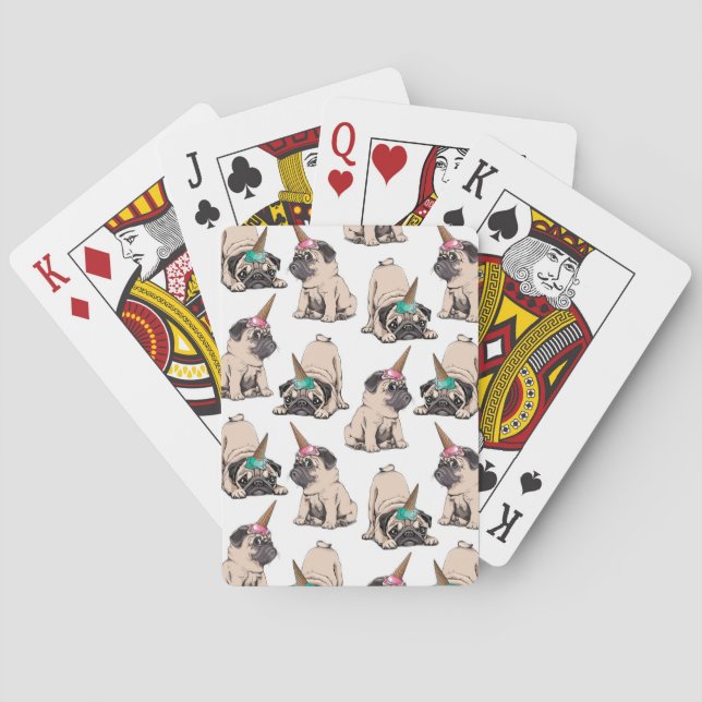 Jeu De Cartes Motif aspirant de licorne des carlins | de chiot (dos)