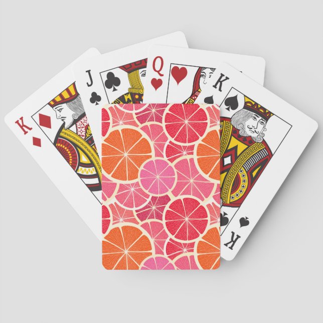 Jeu De Cartes Motif aux agrumes d'orange et de pamplemousse (dos)