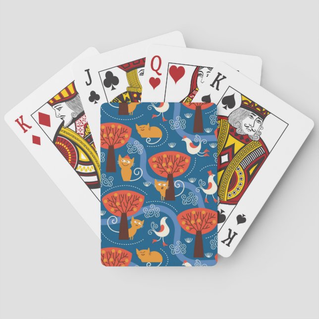 Jeu De Cartes motif avec chats et oiseaux mignons (dos)