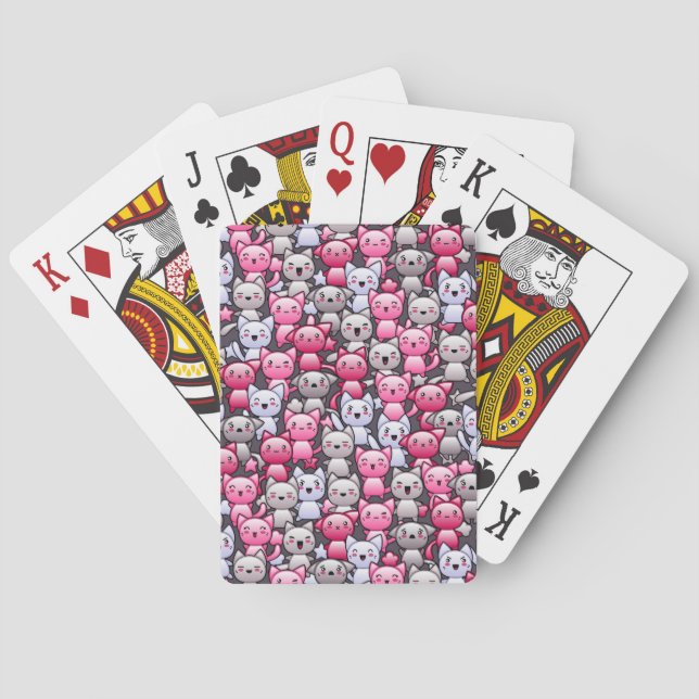 Jeu De Cartes motif avec chats kawaii doodle mignon 2 (dos)