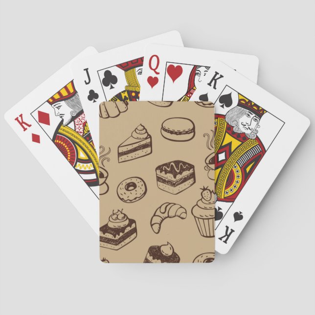 Jeu De Cartes Motif avec des gâteaux, des desserts et la (dos)