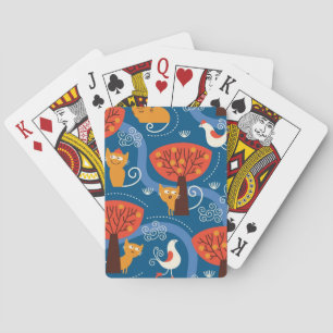 Jeu De Cartes motif avec les chats et les oiseaux mignons