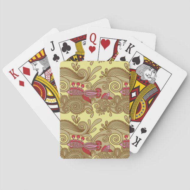 Jeu De Cartes Motif avec les poissons et la vague (dos)