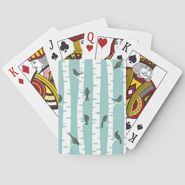 Jeu De Cartes Motif avec oiseaux et arbres (dos)